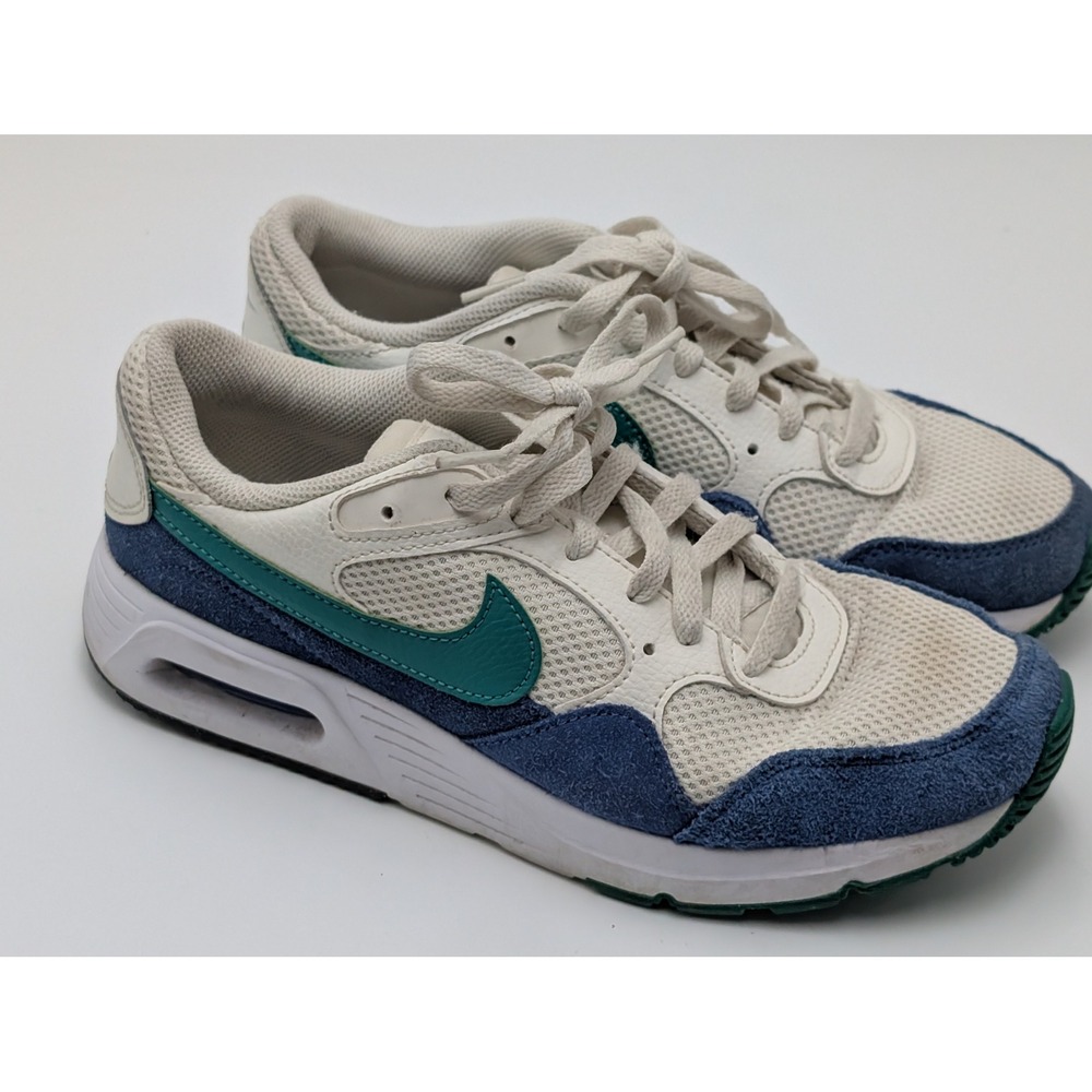 Nike Sneaker Womens 9 White Air Max SC CW4554-109 Teal Blue Suede Mesh